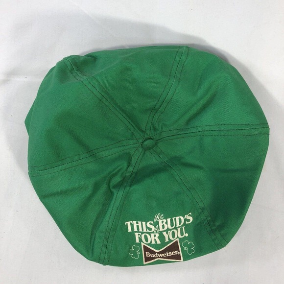 Vintage Budweiser This Buds for you Green Paperboy Hat Snapback Cabbie USA Made - Picture 3 of 9